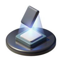 dramatic abstract stunning artistic A single, levitating microchip casting an intricate network of shadows on a dark, matte surface, lit by a single, focused beam of white light, minimalist style... png