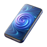 stunning classic serene abstract A hyperrealistic render of a transparent smartphone displaying a swirling galaxy, illuminated from within, product photography style original authentic png