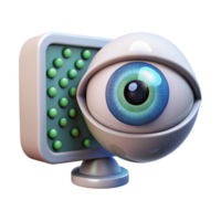 extraordinary creative vibrant classic A surrealist painting of a human eye merging with a computer screen, displaying binary code, cool, desaturated colors, surrealism style high resolution exclusive png