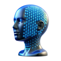 Maravilhoso artístico deslumbrante contemporâneo uma transparente humano cabeça preenchidas com binário código, brilhando a partir de dentro de, digital arte estilo original Alto qualidade png