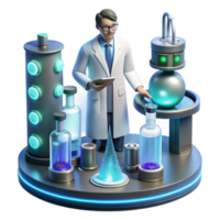 magnificent traditional dramatic vintage A scientist working in a futuristic laboratory filled with glowing equipment, cool, clinical lighting, photorealistic, high resolution 4K png