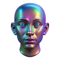 impressive artistic dramatic artistic A holographic projection of a human face glitching and distorting, flickering neon lights, cyberpunk style, original high quality png