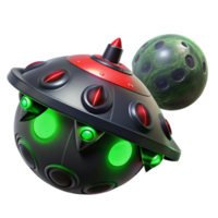 dramatic classic wonderful artistic A sleek, black spaceship, adorned with glowing crimson tribal markings, descends towards a desolate alien planet, bathed in the eerie green light of its two... png