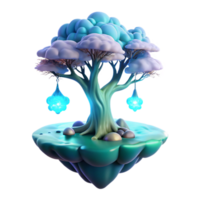 beautiful classic beautiful abstract A solitary, bioluminescent tree growing on a floating island amidst a sea of swirling clouds, illuminated by the soft glow of a hidden sun.... png