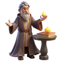 magnificent modern extraordinary abstract A wise old wizard casting a spell in his study, glowing orbs, warm lighting, Rembrandt style authentic premium png