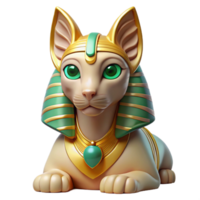 beautiful contemporary beautiful rustic A beautiful sphinx with emerald eyes, intricate details, Egyptian inspired, art deco style high resolution authentic png
