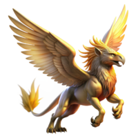 magnificent rustic elegant vintage A majestic griffin taking flight, its feathers catching the golden rays of a setting sun, rendered in a highly detailed digital painting style premium authentic png