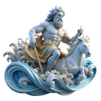 elegant abstract extraordinary modern Poseidon, God of the Sea, commanding a tempestuous ocean from his chariot pulled by hippocamps, waves crashing around him in a dynamic composition, art... png