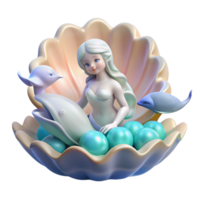 serene artistic elegant minimalist A serene Aphrodite emerging from a giant clam shell, surrounded by playful dolphins, glistening with seawater, rendered in a soft, Impressionistic style 4K high... png
