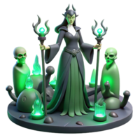 magnificent abstract serene modern Hecate, the goddess of witchcraft, at a crossroads at midnight, surrounded by ghostly figures, illuminated by an eerie green light, in a surrealist style... png