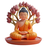 stunning creative elegant modern A contemplative Buddha sitting under the Bodhi tree, bathed in the soft light of dawn, intricate details and serene expression, in a traditional Thangka painting... png