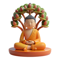 vibrant modern impressive creative A contemplative Buddha sitting under the Bodhi tree, bathed in the soft light of dawn, intricate details and serene expression, in a traditional Thangka painting... png
