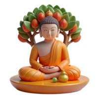 serene contemporary extraordinary traditional A contemplative Buddha sitting under the Bodhi tree, bathed in the soft light of dawn, intricate details and serene expression, in a traditional... png