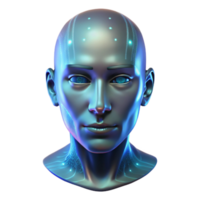 impressive creative vibrant creative A holographic projection of a human face flickers and distorts, revealing glimpses of a hidden code. Dark, mysterious lighting high quality original png