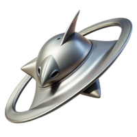 elegant creative wonderful vintage A sleek, silver spaceship, shaped like a manta ray, glides through the rings of Saturn. Photorealistic, space art style premium detailed png