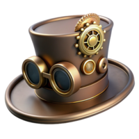dramatic artistic dramatic artistic A steampunk top hat with goggles, intricate gears and cogs, brass and leather, soft ambient lighting, realistic rendering genuine 4K png