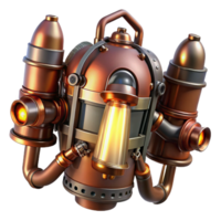 beautiful abstract stunning traditional A steampunk jetpack, copper and steel, intricate pipes and valves, glowing thrusters, dynamic lighting, dieselpunk influence genuine high quality png