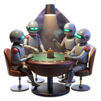 beautiful abstract dramatic abstract A group of robots playing poker in a smoky, dimly lit saloon on a distant planet, dramatic spotlighting, gritty realism style authentic professional png