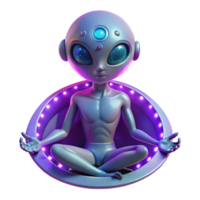 magnificent contemporary beautiful abstract A humanoid alien with iridescent scales and multiple eyes, meditating in a zero-gravity chamber, soft, purple lighting, digital painting style 4K exclusive png