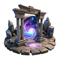 beautiful classic elegant modern A portal swirling with galaxies and nebulae, surrounded by ancient ruins, mysterious, glowing lighting, fantasy art style exclusive 4K png