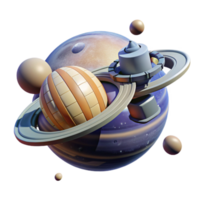 wonderful modern wonderful creative A space station orbiting a gas giant, realistic lighting and shadows, hard sci-fi style exclusive authentic png
