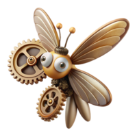 elegant modern impressive rustic A tiny steampunk dragonfly crafted from gears and springs, resting on a cog, soft, diffused lighting, macro photography style, exclusive high resolution png