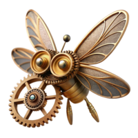 extraordinary artistic magnificent traditional A tiny steampunk dragonfly crafted from gears and springs, resting on a cog, soft, diffused lighting, macro photography style, professional high... png