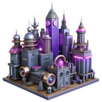 stunning modern magnificent vintage A steampunk cityscape, towering buildings with intricate clockwork mechanisms, vibrant neon lights, cyberpunk style, authentic original png