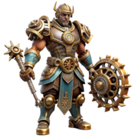 serene creative dramatic vintage A steampunk warrior in full armor, intricate gears and weaponry, dramatic spotlighting, fantasy art style, exclusive high quality png