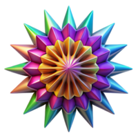 extraordinary artistic vibrant minimalist A kaleidoscopic pattern of geometric shapes, radiating outwards in a burst of vibrant color, illuminated by a bright, multicolored light source high... png
