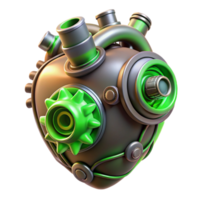 serene classic elegant vintage A highly detailed, biomechanical steampunk heart, pulsating with glowing green energy, intricate gears and pipes, dramatic backlighting 4K professional png