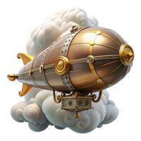 wonderful abstract dramatic artistic A steampunk zeppelin, adorned with intricate clockwork and brass details, floating amidst swirling clouds, illuminated by a dramatic, golden light original... png