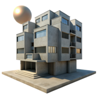 dramatic modern elegant rustic A single, brutalist concrete apartment complex, harsh midday sun, stark shadows, dystopian, photorealistic, genuine genuine png