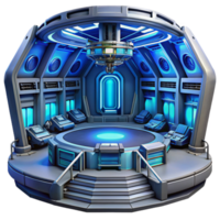 serene abstract impressive rustic A spaceship hangar interior, futuristic architecture, cool blue lighting, sci-fi, highly detailed, exclusive exclusive png