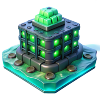 stunning vintage magnificent abstract A giant bioluminescent server farm deep beneath the ocean, emitting a pulsating green light, biopunk style original detailed png