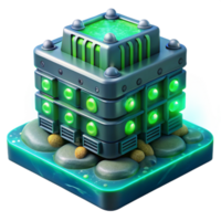 wonderful contemporary magnificent modern A giant bioluminescent server farm deep beneath the ocean, emitting a pulsating green light, biopunk style high quality high quality png