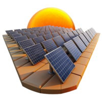 vibrant minimalist extraordinary modern A field of solar panels stretching to the horizon, bathed in the warm orange light of sunrise, impressionist style genuine high quality png
