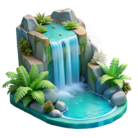 stunning traditional serene classic A cascading waterfall flowing into a crystal-clear turquoise pool, surrounded by ferns and moss, soft diffused light, fantasy art high resolution professional png