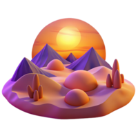 impressive abstract impressive modern A desert landscape at sunset, warm orange and purple hues, minimalist, geometric shapes high resolution exclusive png