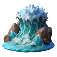beautiful abstract extraordinary abstract A giant wave crashing against a rocky shore, dramatic lighting, dynamic splash, realistic ocean scene 4K original png