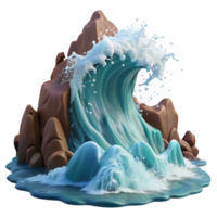 magnificent rustic wonderful vintage A giant wave crashing against a rocky shore, dramatic lighting, dynamic splash, realistic ocean scene premium high quality png