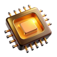 impressive vintage vibrant vintage A single microchip, magnified to reveal its complex structure, glowing with warm golden light, electron microscope photography style high quality 4K png