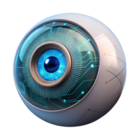 stunning vintage impressive contemporary A close-up of a holographic projection of a human eye, intricate details and data streams visible within, sci-fi interface style premium 4K png