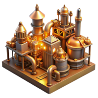 serene modern elegant contemporary A steampunk cityscape, towering brass structures, intricate pipework, bathed in the orange glow of gaslight, highly detailed, isometric perspective exclusive... png