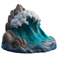 extraordinary creative extraordinary creative A giant wave crashing on a rocky shore, stormy weather, dark and moody, dramatic lighting, 4K authentic png
