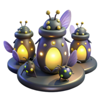 extraordinary creative stunning artistic A group of fireflies illuminating a dark forest, with glowing, bioluminescent light, in a whimsical, fairytale style original 4K png