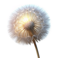 magnificent rustic wonderful creative A close-up of a single dandelion seedhead, delicately lit from behind, with ethereal, dreamlike lighting, in a macro photography style 4K genuine png