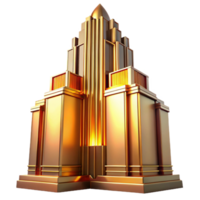 serene rustic serene rustic Art Deco skyscraper, intricate geometric facade, chrome accents, bathed in golden sunset light, highly polished, smooth surfaces original original png