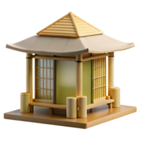 vibrant creative extraordinary artistic A minimalist Japanese tea house, constructed of bamboo and rice paper, soft diffuse daylight, tranquil, zen, minimalist genuine high resolution png