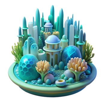 sereno tradicional deslumbrante minimalista uma futurista embaixo da agua cidade, bioluminescente coral estruturas, suave azul e verde iluminação, etéreo, sereno, arte nouveau inspirado Alto resolução alto... png